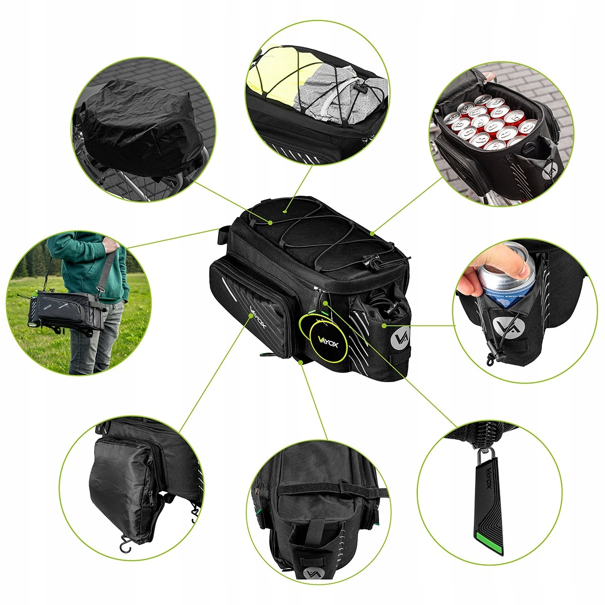 SAKWA ROWEROWA NA ROWER TORBA PODRÓŻNA NA BAGAŻNIK POJEMNA WODOODPORNA Pojemność 12 l