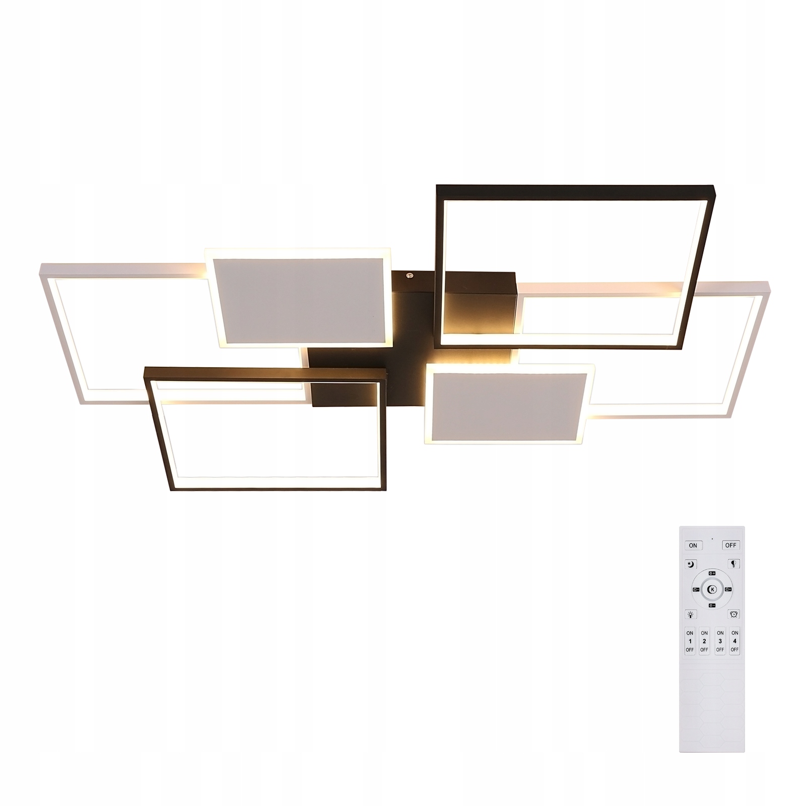 Lampa Sufitowa Czarna Wisząca Led Salonu Korytarz Ściemnialna Z Pilotem 72W