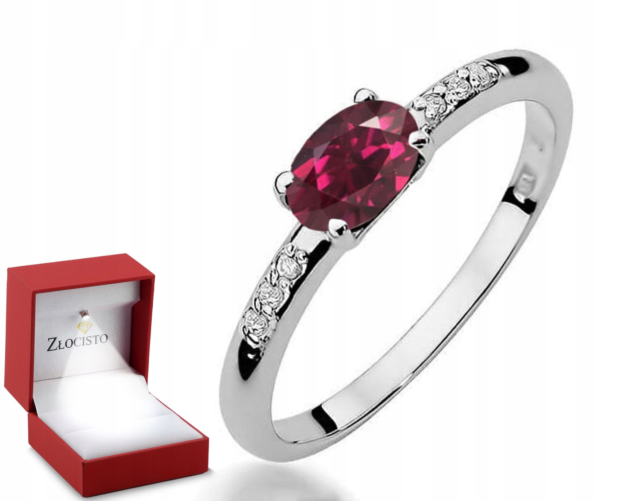 Zlatý Prstýnek S Rodolitem A Brilianty Bílé Zlato Gravírování Bonus 585