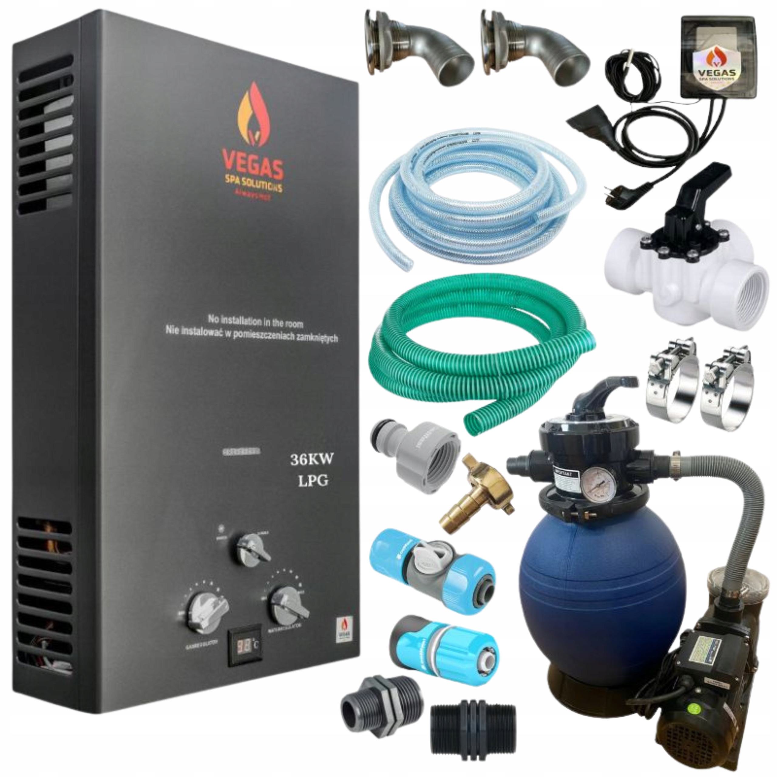 Kamna S Pískovým Filtrem A Předběžným Sítkem, Ohřívač 36 Kw, Vana