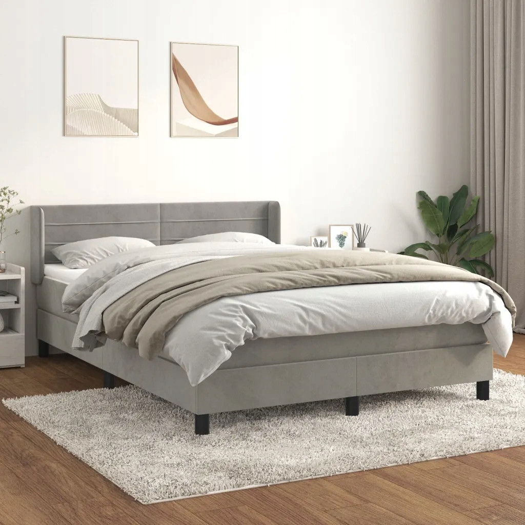 Box spring postel s matrací světle šedá 140x190 cm samet Šedá 3131015