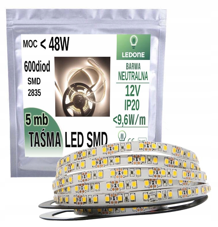 

Taśma Led Smd 2835 600 5m ip20 Dzienna Neutralna