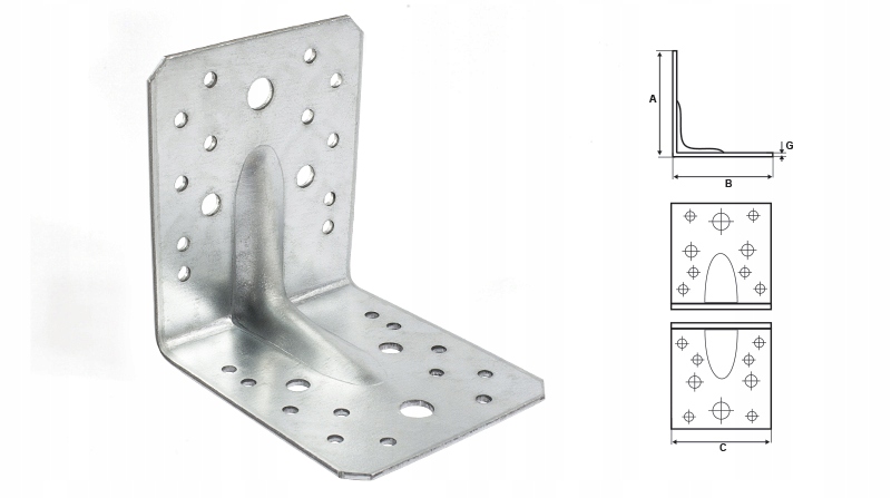 

Kątownik Ciesielski Wzmacniany 70x70x55mm 1 szt