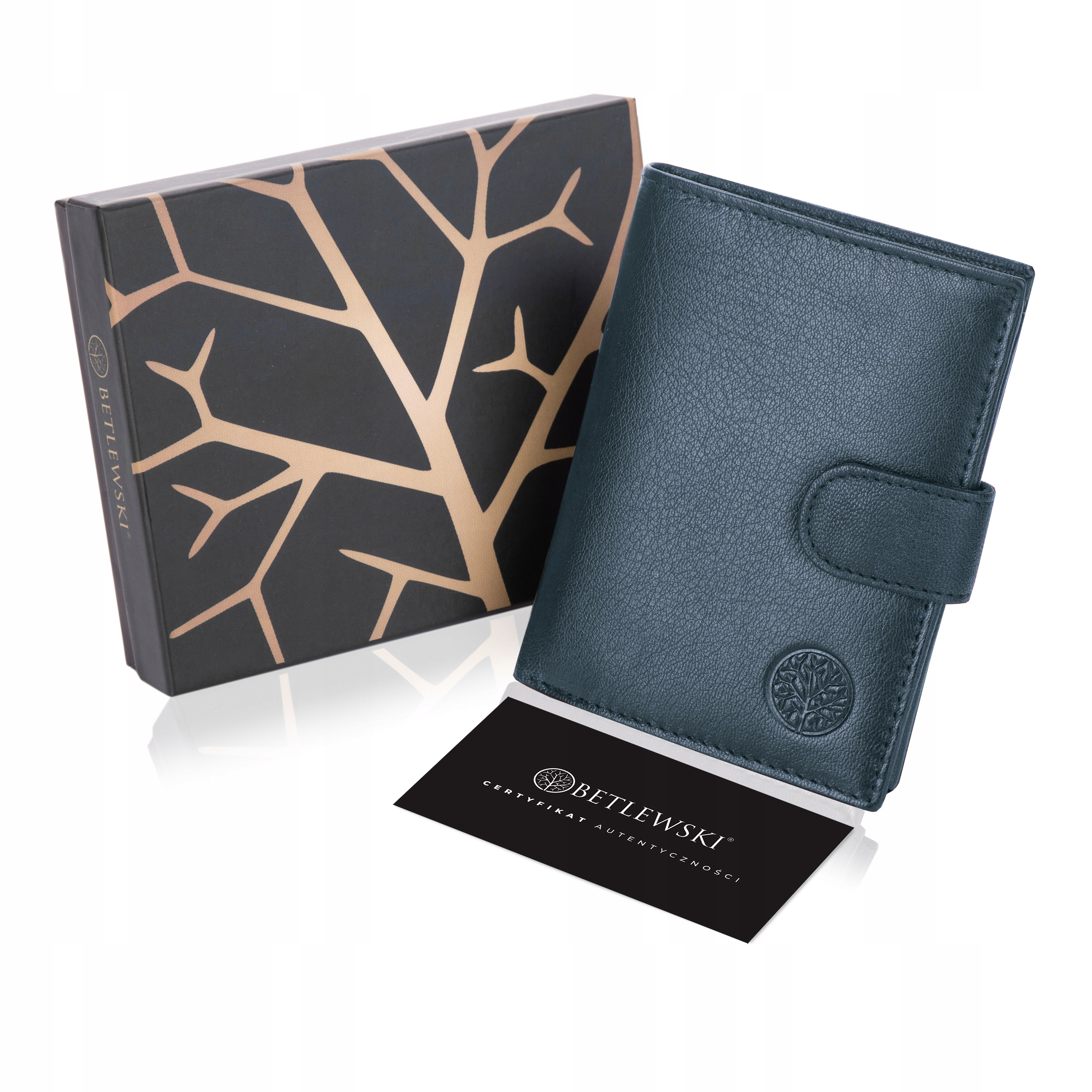 

Betlewski Skórzany portfel męski zatrzask pionowy