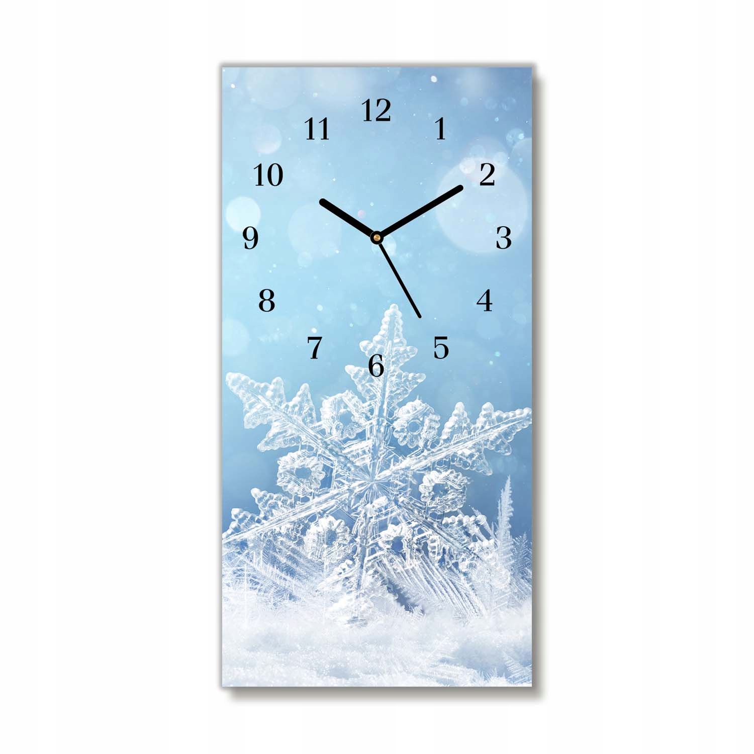 

Zegar ze szkła 30x60 cm Płatki śniegu Zima Śnieg