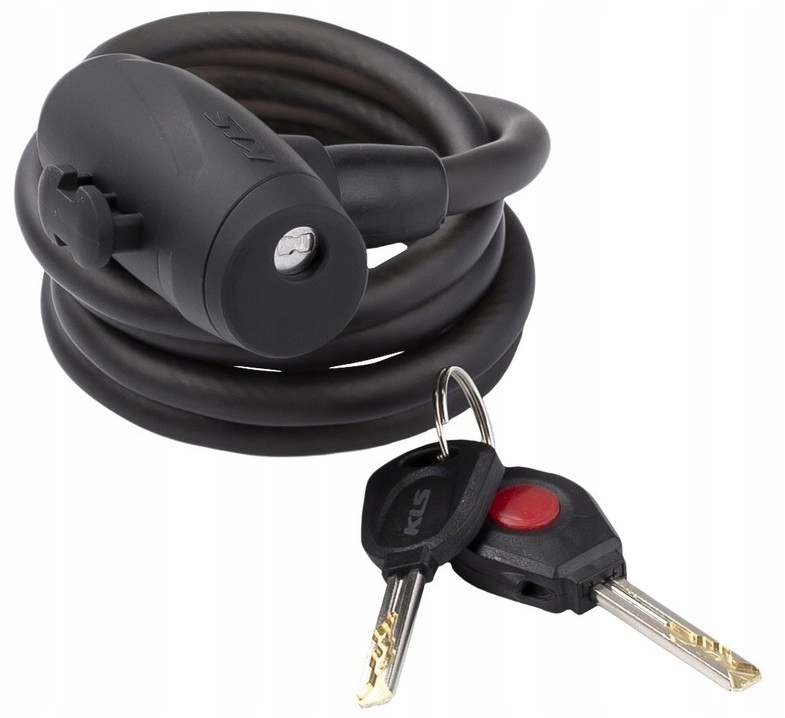 Zamknięcie spiralne na klucz Kellys Coil Cable Lock 120cm dioda czarny mat