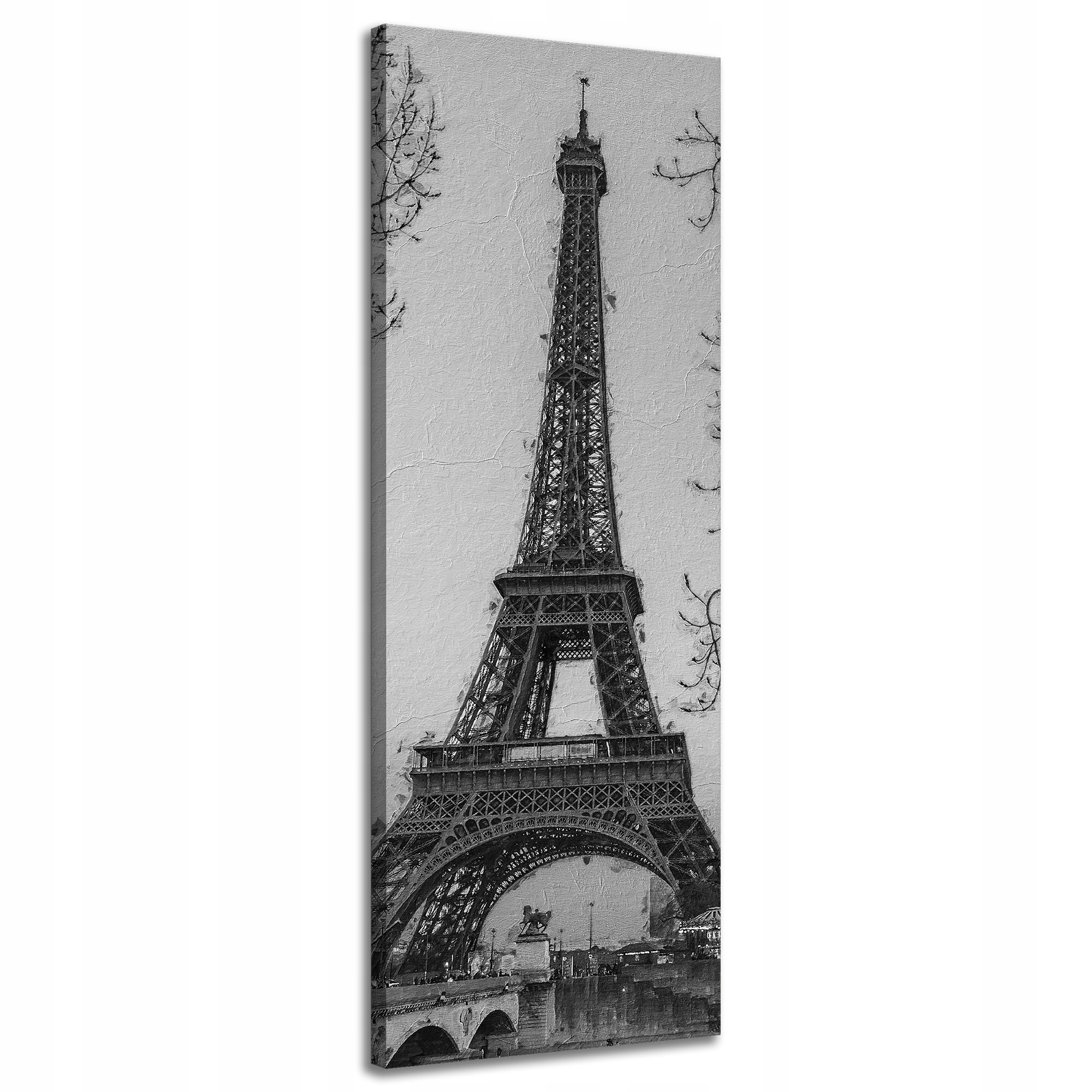 Obraz na plátně Černobílá Eiffelova věž Francie Retro 40x120 cm