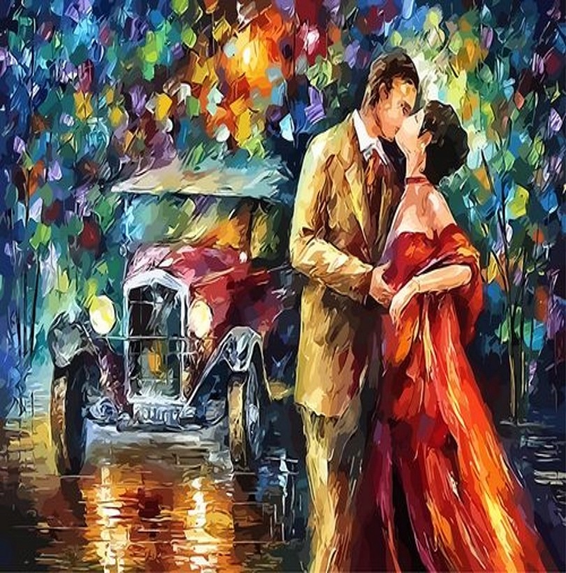 Malování podle čísel 40x50cm Žena a muž retro auto 1008971