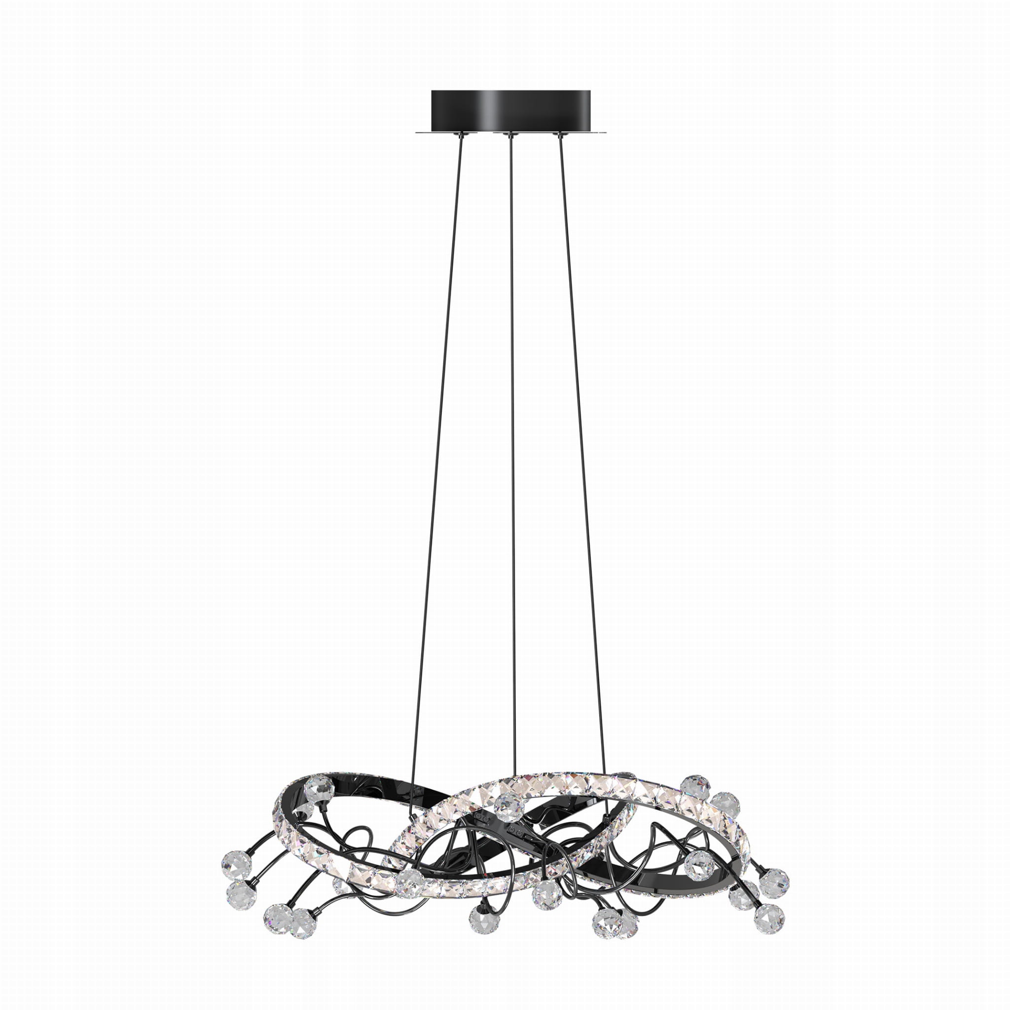 Zuma Line Lampa dekoracyjna wisząca kryształowa czarna, Led 25W 2700-6000K