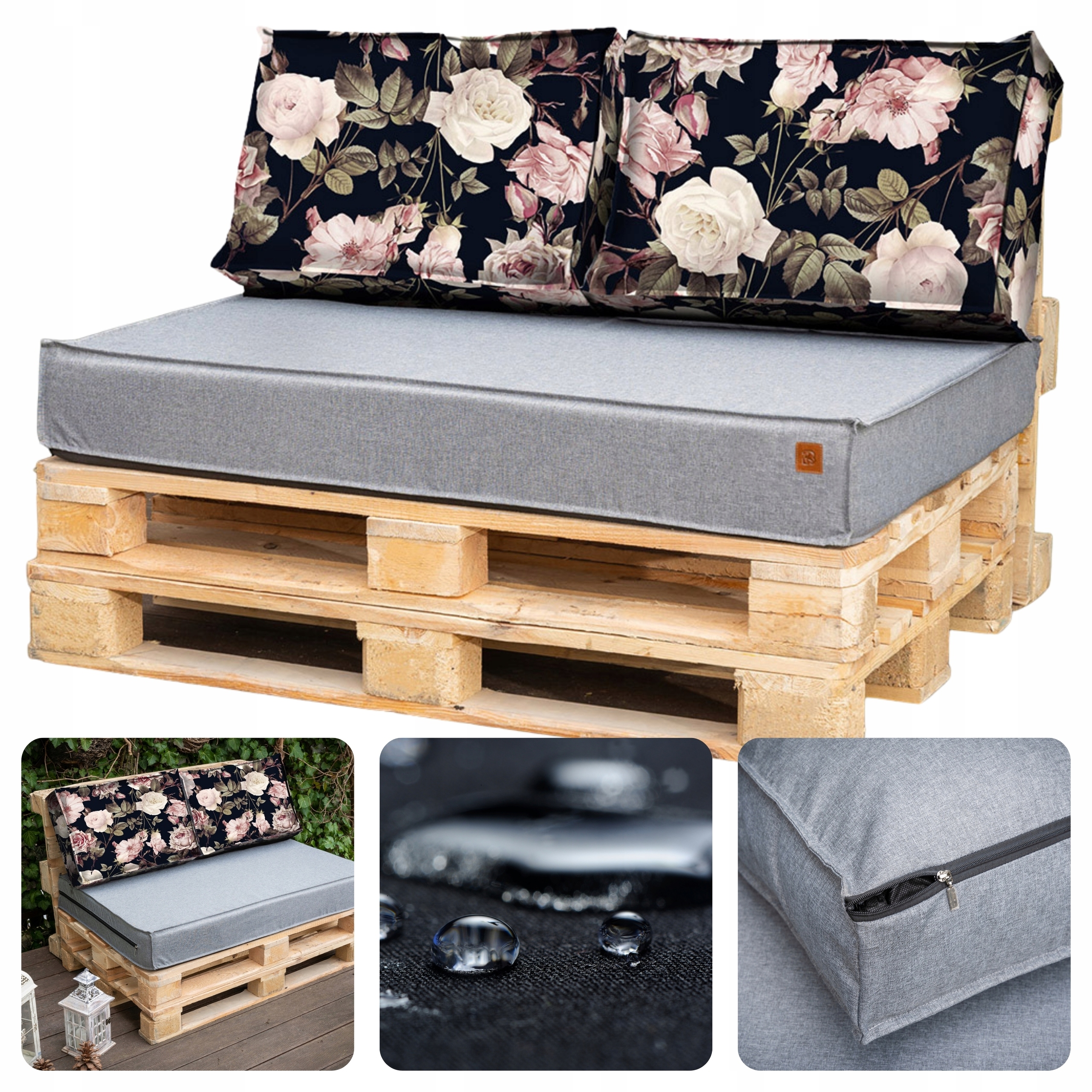 Polštáře Set na euro palety nábytek polštáře Voděodolné 120x80x15