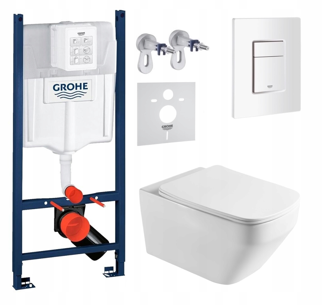 Sada Wc roštu Grohe Rapid s Wc misou Tornado Naron a tlačidlom biela