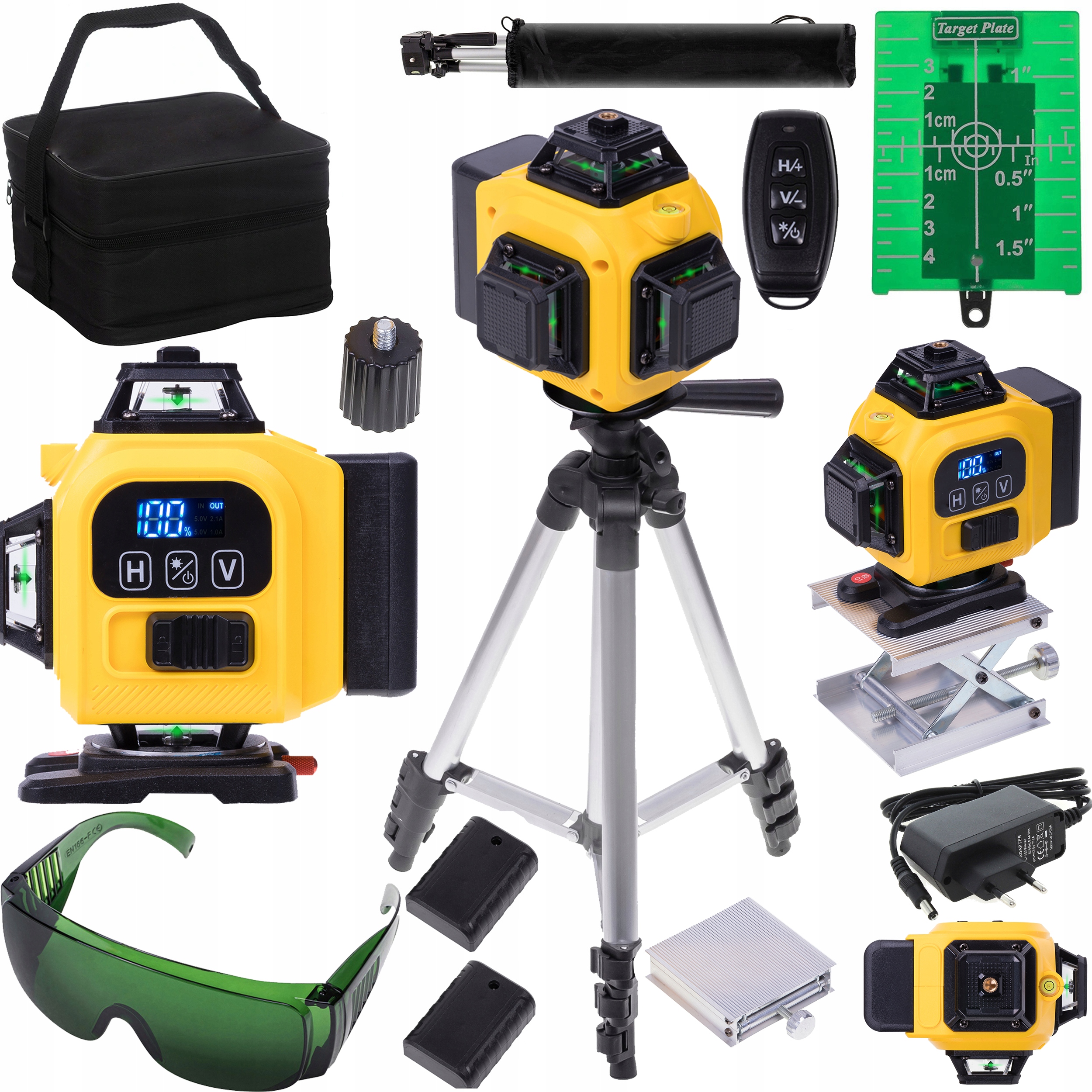 Laserová Vodováha 360° Křížový Laser 4D Sada Otočná Základna Stativ