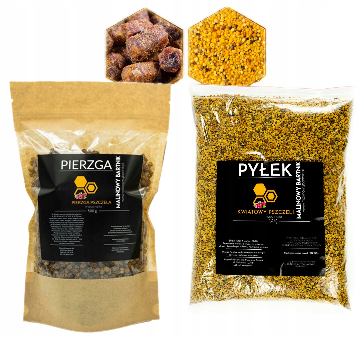 Levně Sada Perga 500G Včelí pyl 1KG Květinový Čerstvý Polský