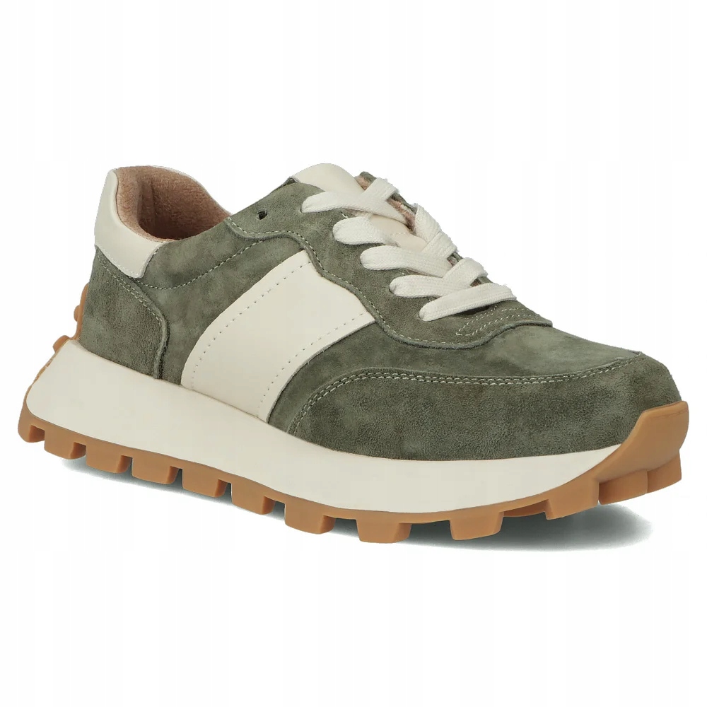 Buty sportowe damskie sneakersy skórzane Filippo lekkie khaki r.40