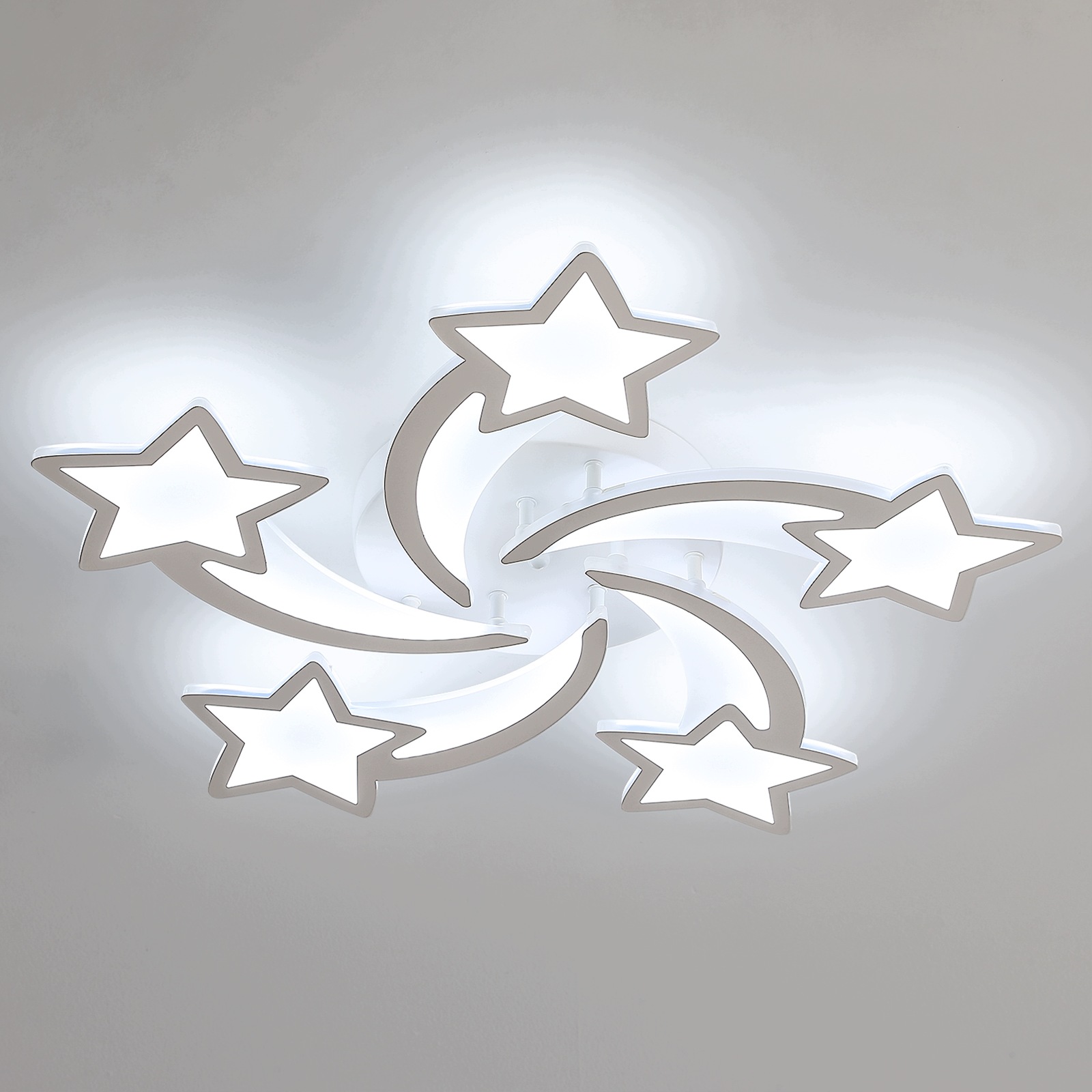 Stropní Led lampa závěsná bílá lustr hvězda obývací pokoj moderní 6500K 60W