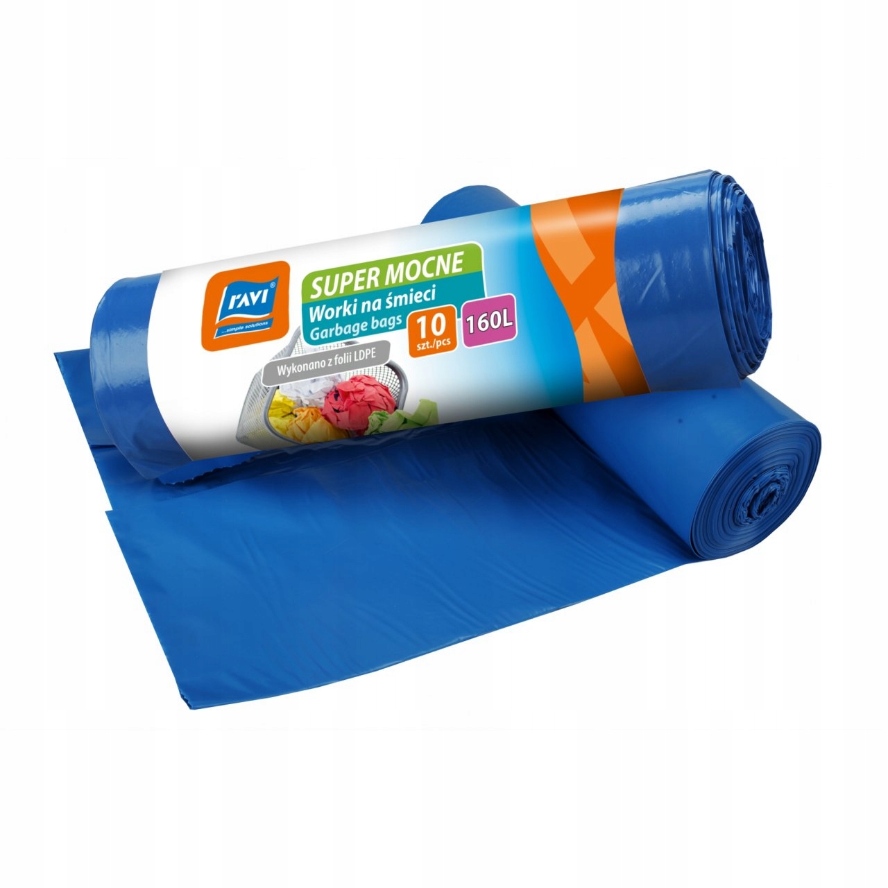 Pevné modré pytle na odpadky 10 ks 160l