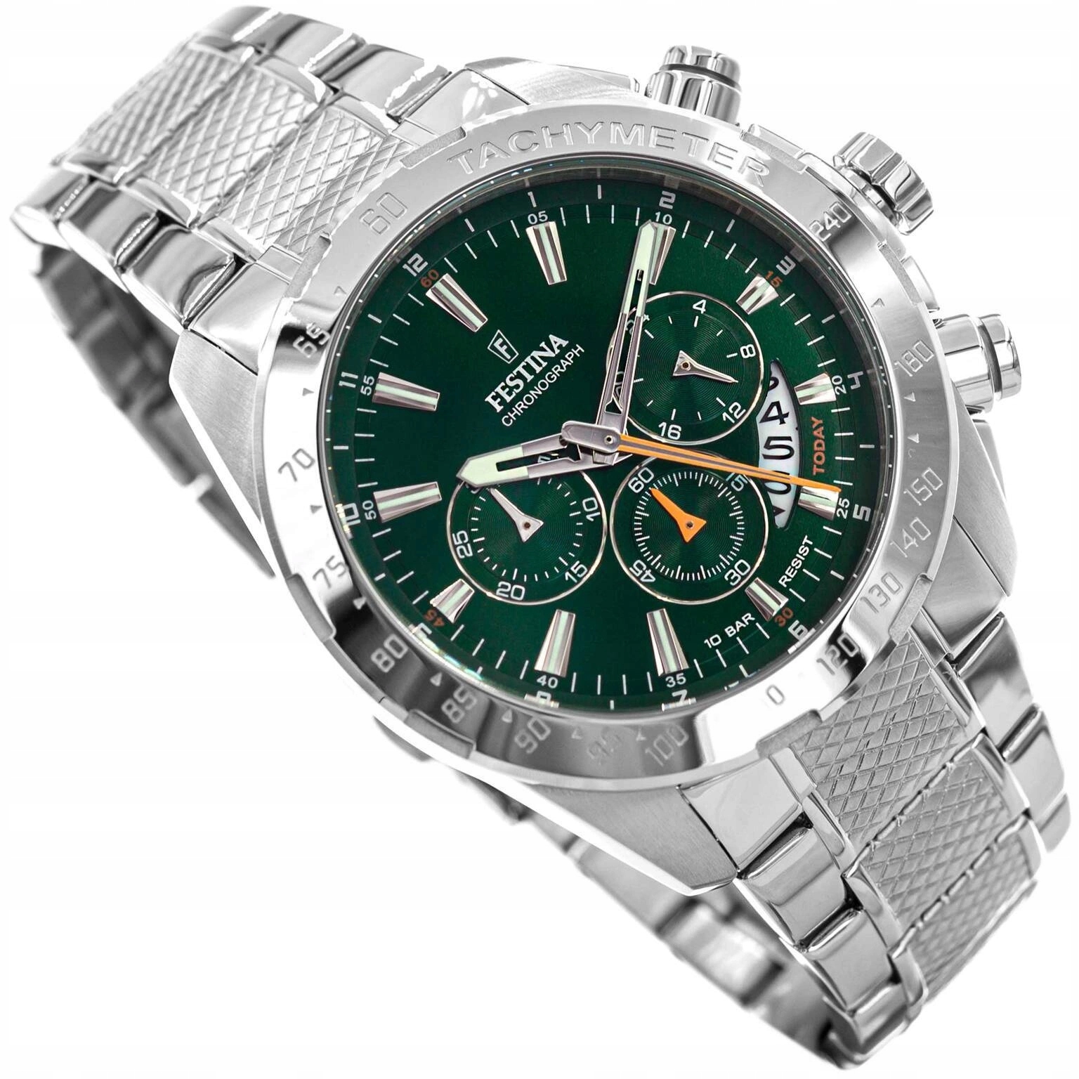 Pánské Hodinky Festina F20668/3 S Ocelovým Náramkem Datumovka Neobrite Stopky Vodotěsnost 100M