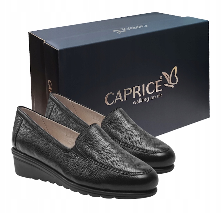 Caprice Półbuty Czarne Mokasyny Damskie Skóra Naturalna M2470141 r. 39