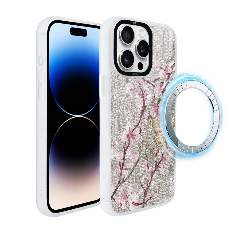 Pouzdro pro iPhone 14 Pro Ibizu DropGuard Matt s MagSafe, třešňová mozaika