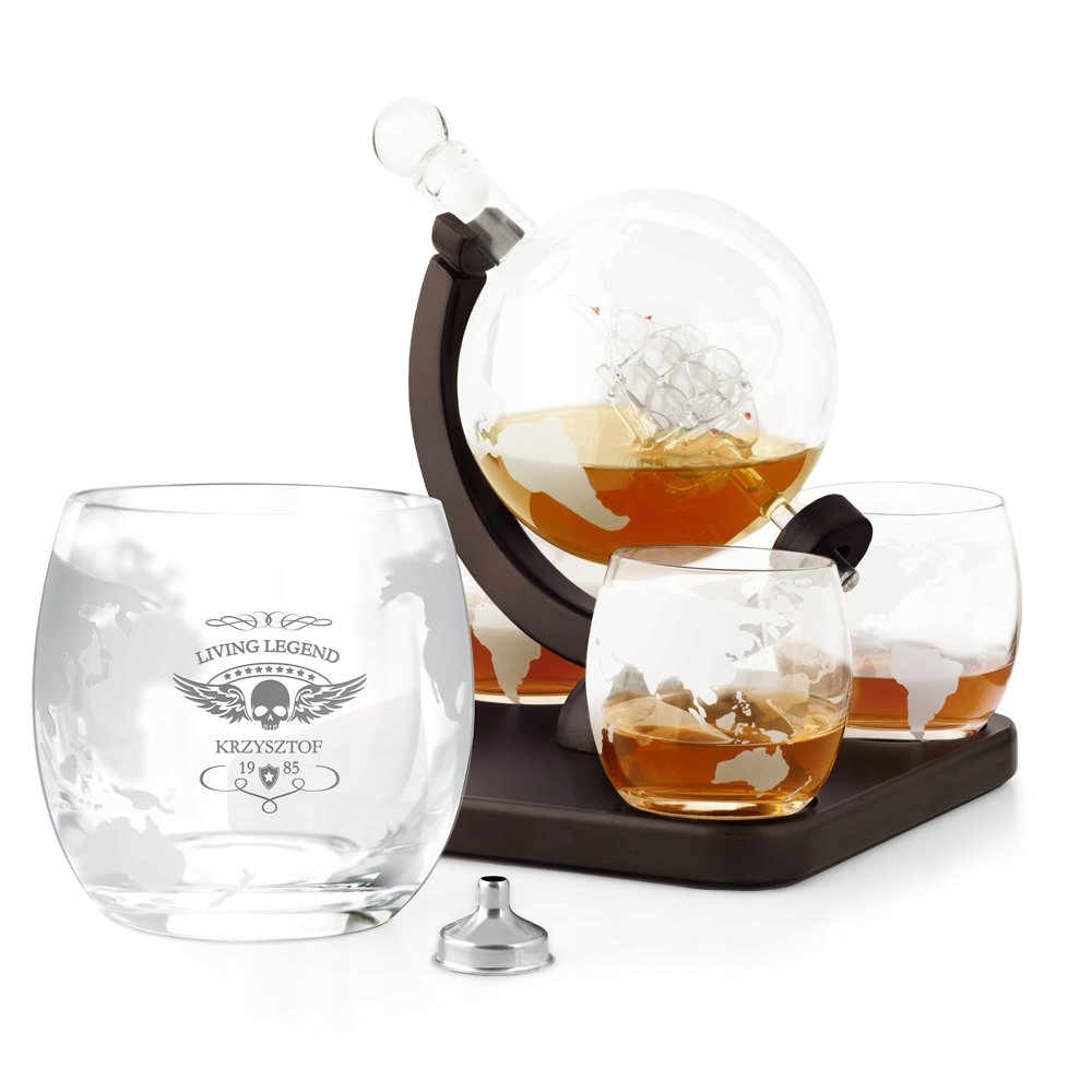 

Zestaw Do Whisky Karafka Globus 4 Szklanki Grawer