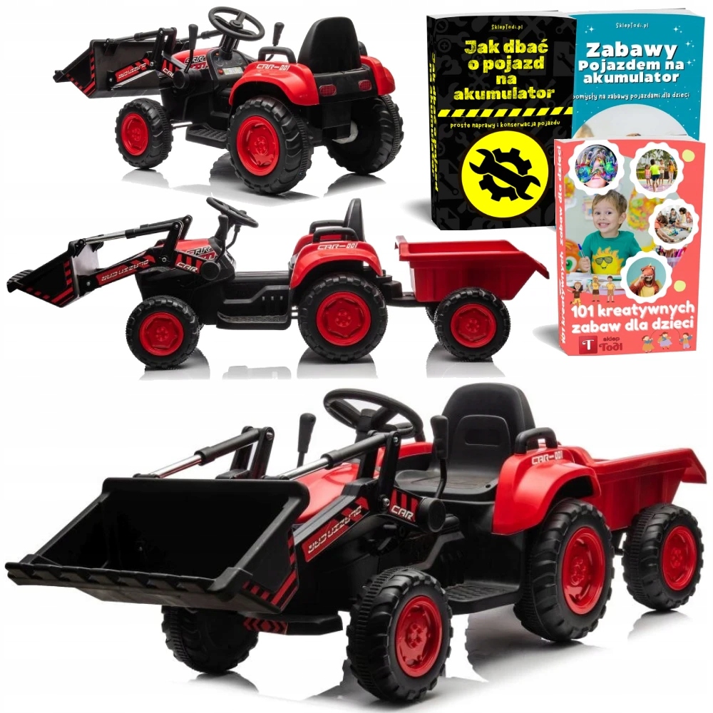 Traktor Na Akumulator BW-X002A Z Łyżką I Przyczepą Dla Dziecka Pilot Led Sk