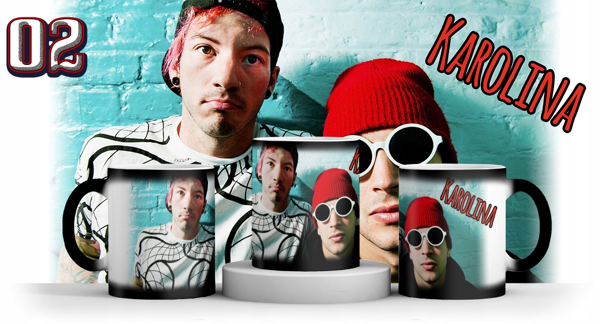 MAGICZNY KUBEK TWENTY ONE PILOTS + IMIE + KARTONIK Pojemność 330 ml