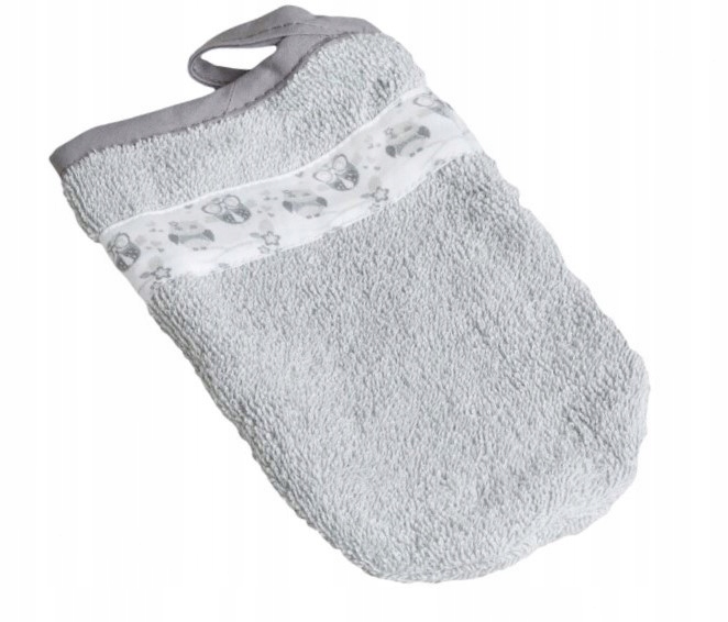 Zestaw WANIENKA odpływ FOTELIK ręcznik RĘKAWICA Sowy Szare Materiał tworzywa sztuczne