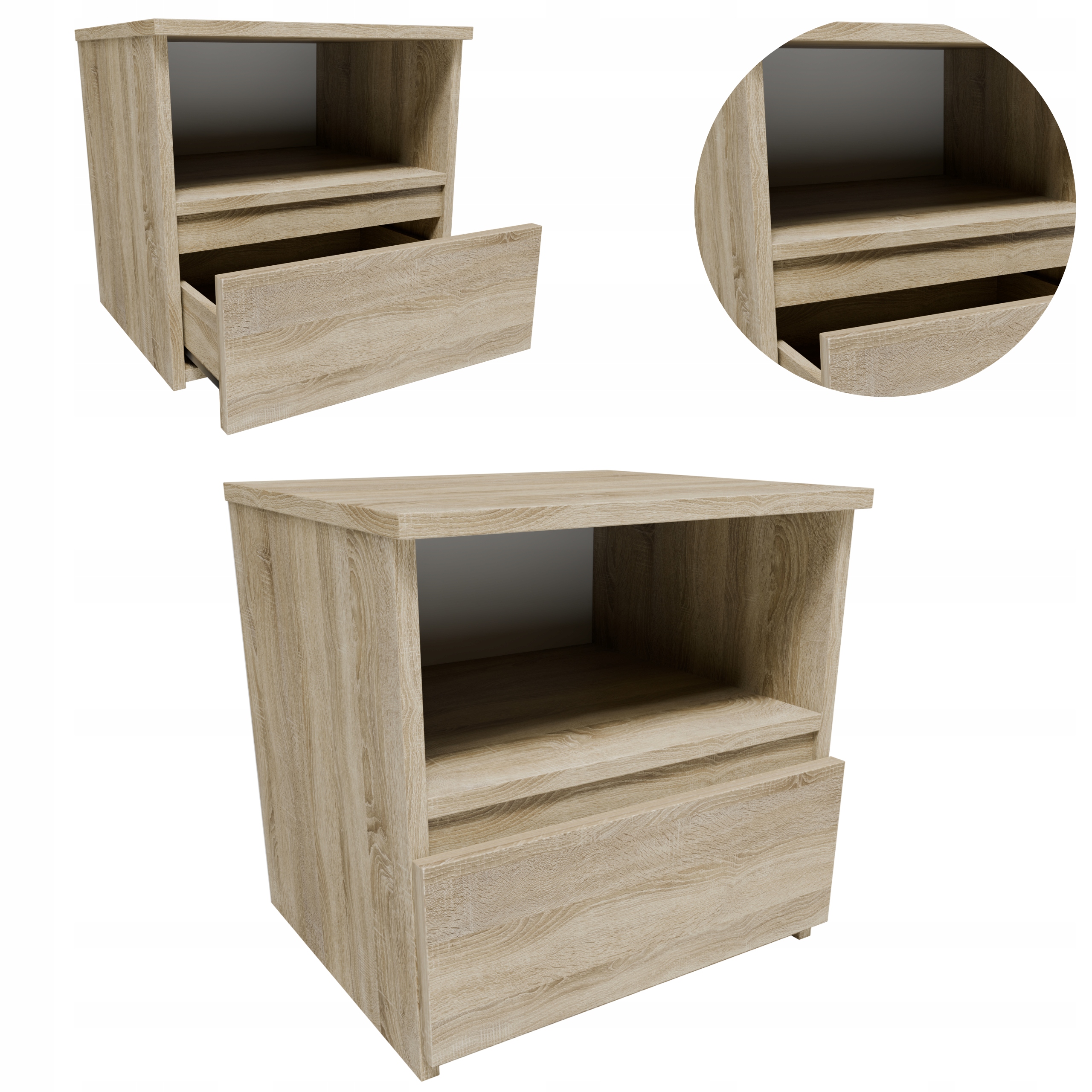 Noční stolek CL140SON sonoma 40 cm malý noční stolek regál komoda se zásuvkou