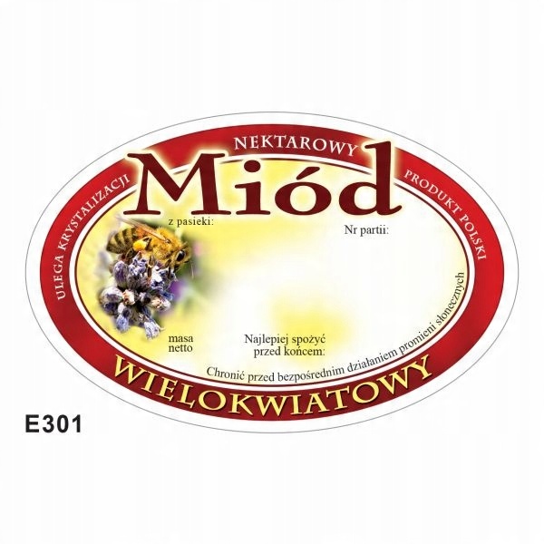 

Etykieta Wielokwiatowa 100 szt na miód E301
