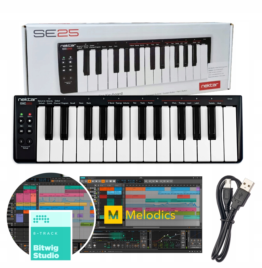 Nektar SE25 – Mini Usb MIDI ovládací klávesnice, 25 kláves Bitwig