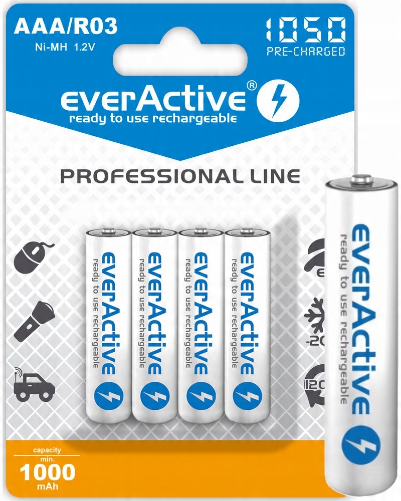 

4 Akumulatorki everActive Baterie R03/AAA 1050 mAh