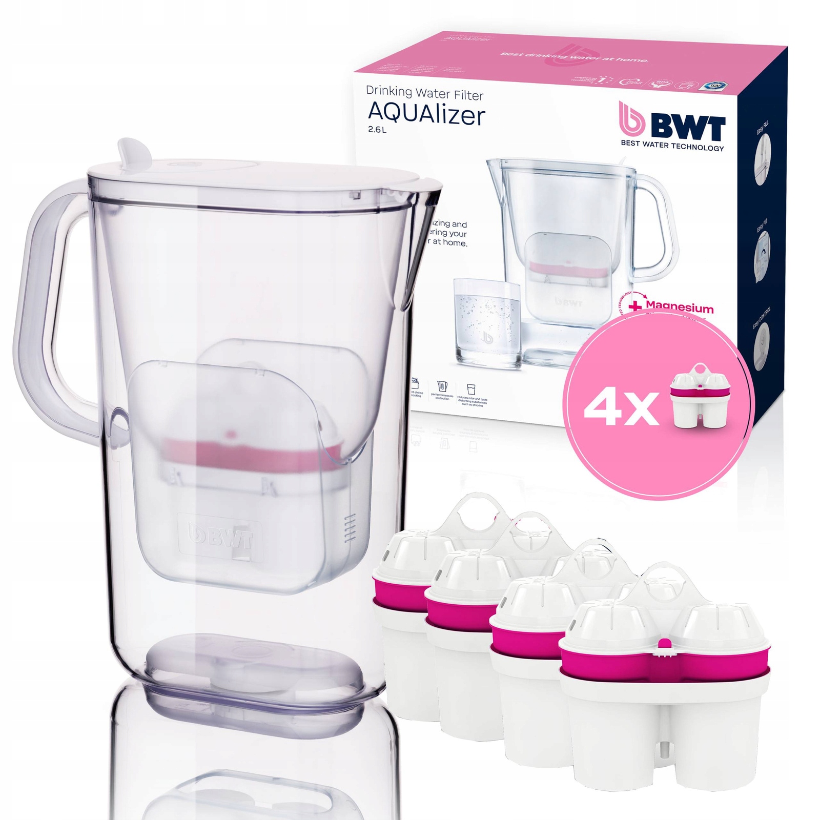 Filtrační konvice Bwt AQUAlizer 2,6 L, 4x náplň Mg2+ měkká voda Bwt