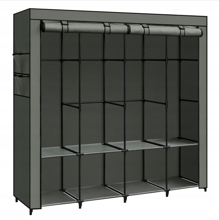 Skriňa Songmics 167x170x45 cm – látková, veľká, v odtieňoch šedej