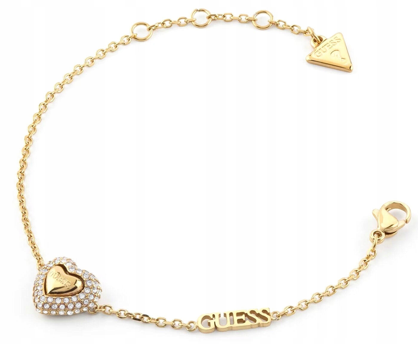 Zlatý Ocelový Náramek Guess Beloved Zirkony Srdce JUBB05022JWYGS