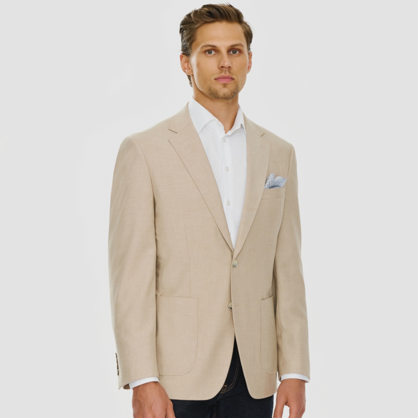 Béžová jednořadá sako Slim Fit Pako Lorente 176/58