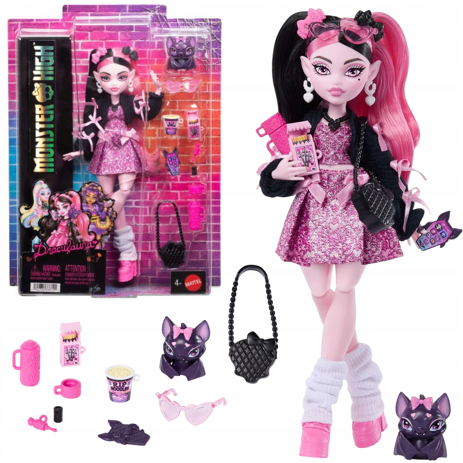 LALKA Monster High Draculaura Modowa 30 cm + AKCESORIA JHK29