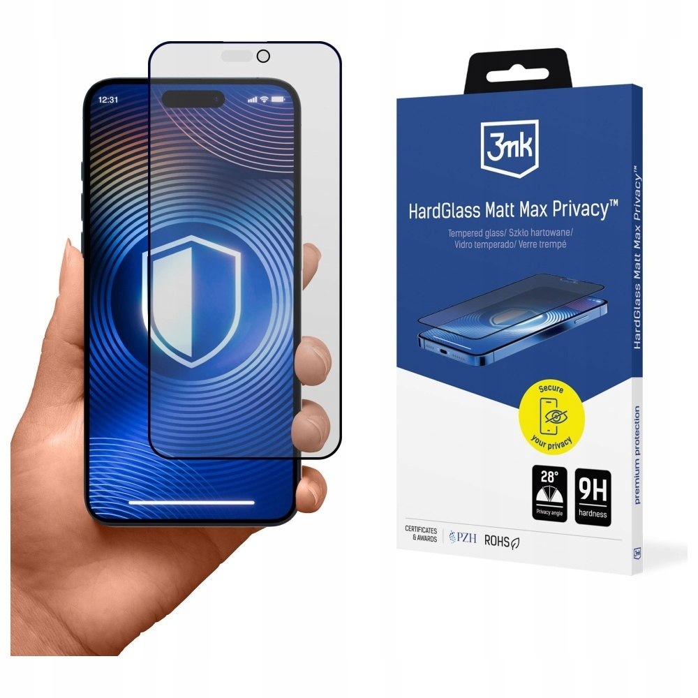 Szkło prywatyzujące 3MK HardGlass Matt Max Privacy do Apple iPhone 17 Pro M