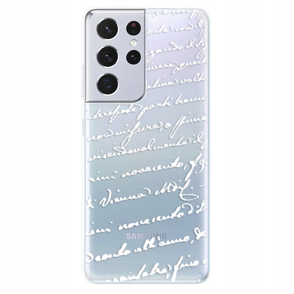 Silikonowe etui iSaprio Handwriting 01 white do Samsung Galaxy S21