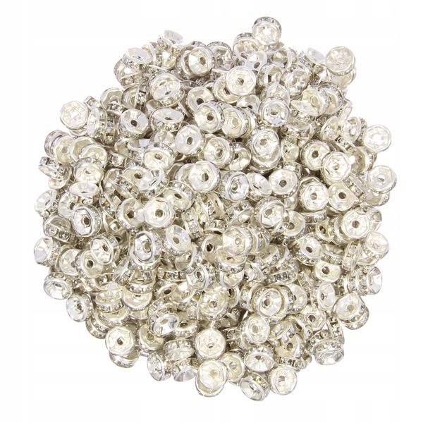 Przekładki Rondelle z Kryształkami Cyrkoniami 6mm ~50szt