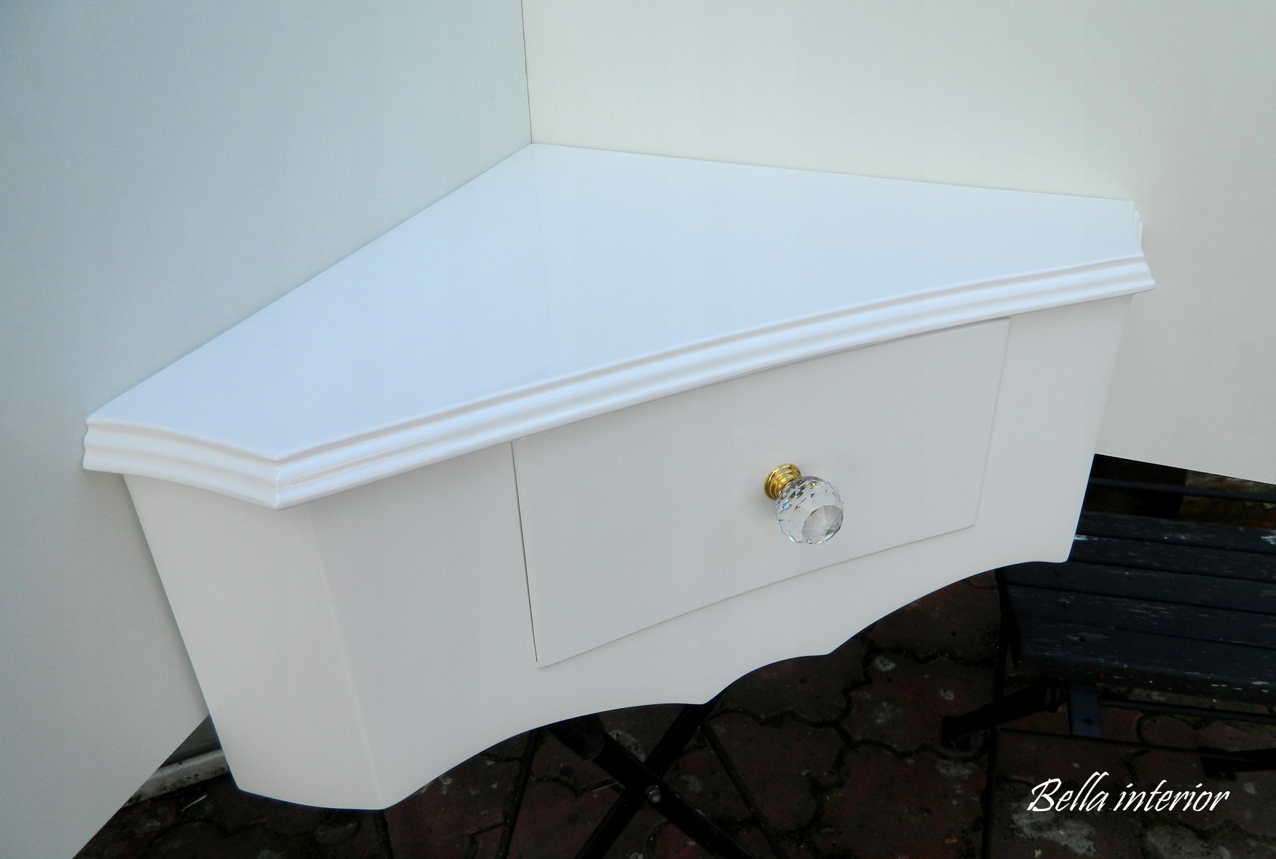 Konsola narożnikowa BIAŁA wysoki połysk