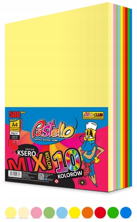 Biurowe KOLOROWE Papiery do DRUKARKI Papier Ksero Ozdobny Kartki A4 80G 500