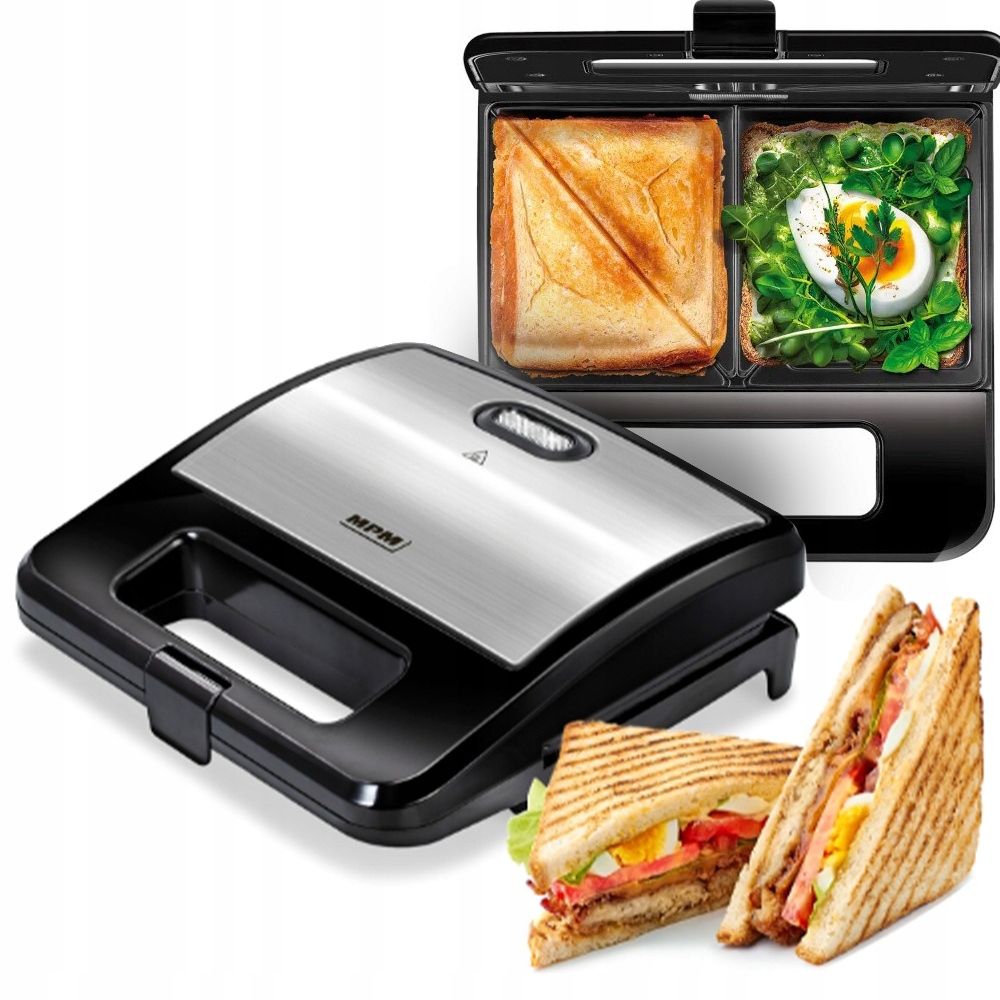 Opiekacz Do Kanapek Mpm 750W Mocny nieprzywierająca powłoka Srebrny Toster