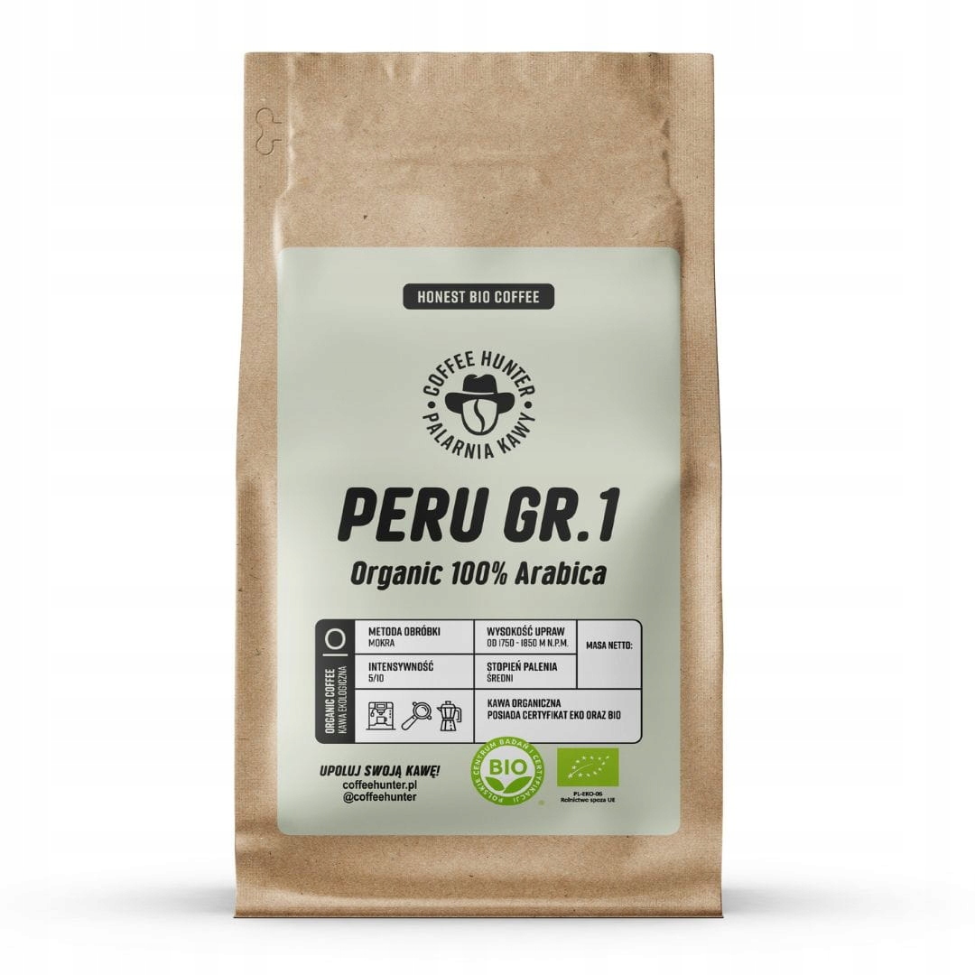 Levně Coffee Hunter Káva zrnková Organická Peru káva zrnková 500 g