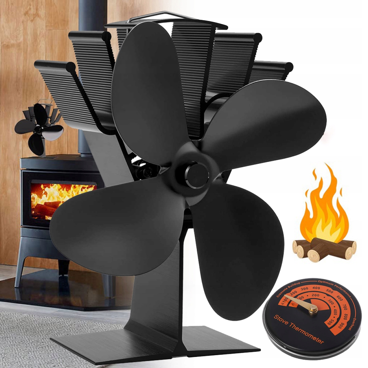 WENTYLATOR KOMINKOWY CICHY EKOLOGICZNY NAPĘDZANY CIEPŁEM DO PIECA