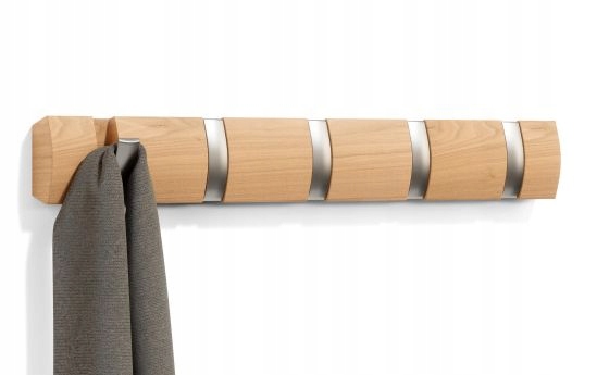 Nástěnný věšák na oblečení do předsíně do chodby hnědý Flip 5