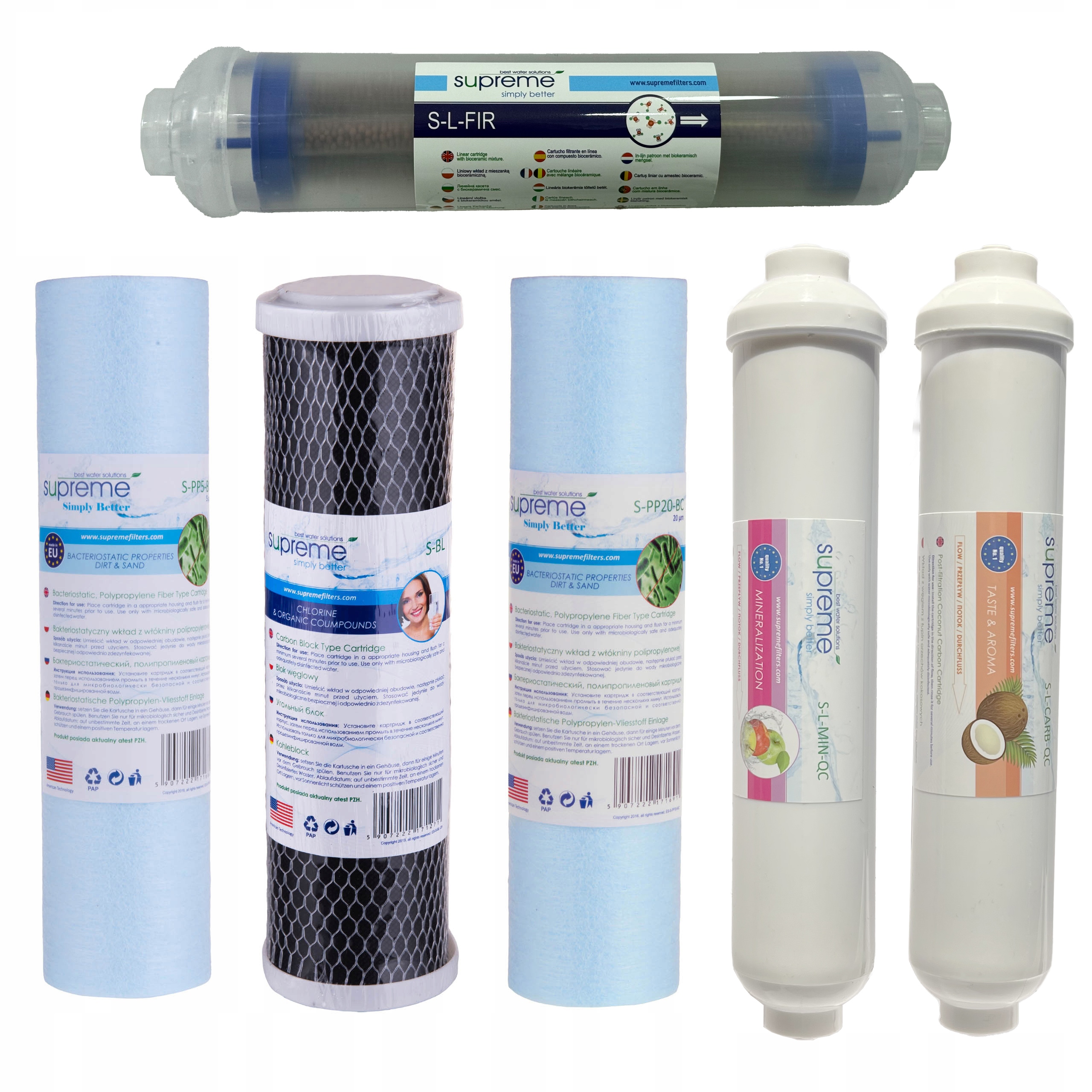 Komplet wkładów RO7 Supreme Premium Odwrócona Osmoza