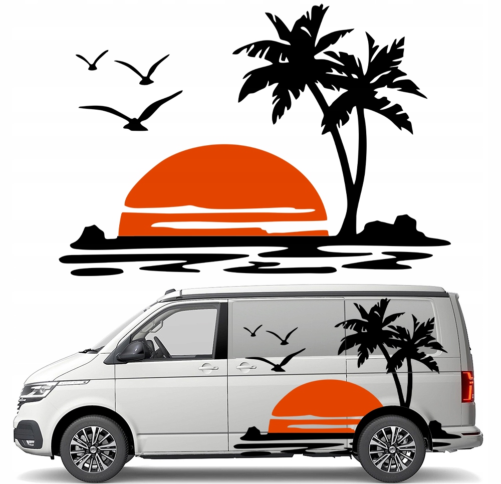Nálepka Grafika na karavan auto přívěs Palmy Slunce Sun Beach 90x130