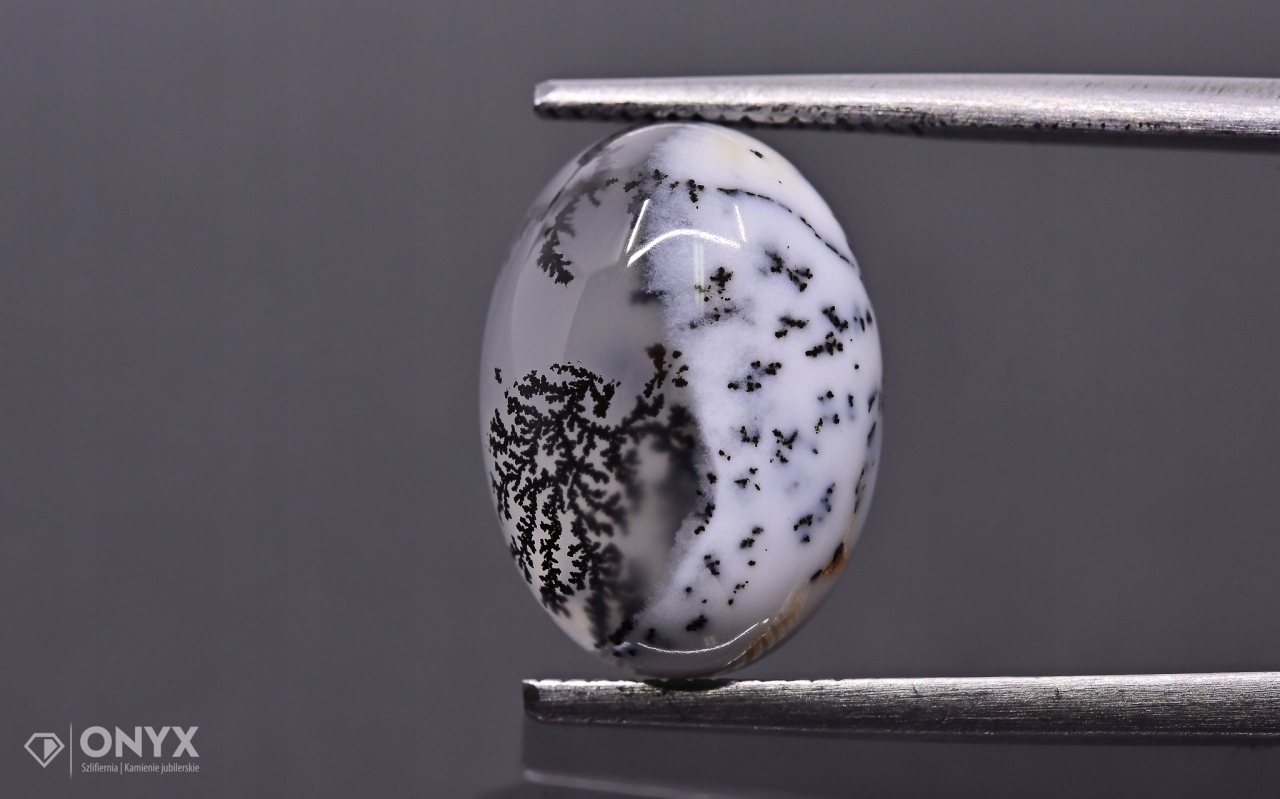 Dendritový achát z Turecka kabošon ovál 14x10 mm