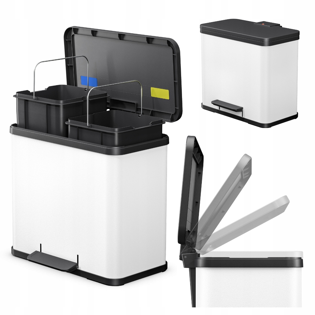 Levně Odpadkový koš, odpad Hailo Duo Plus M 2x9L (bílá barva), na tříděný odpad