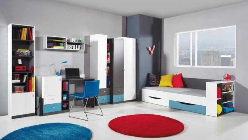 Szafa laminat Biały Grafit Garderoba młodzieżowa Rodzaj drzwi uchylne